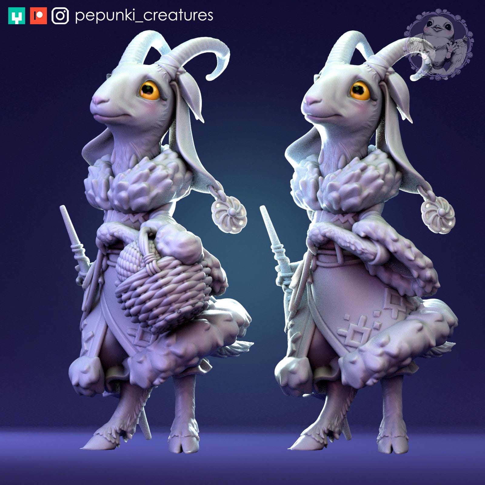 Goat Lady | Tabletop Miniature | Pepunki Creatures