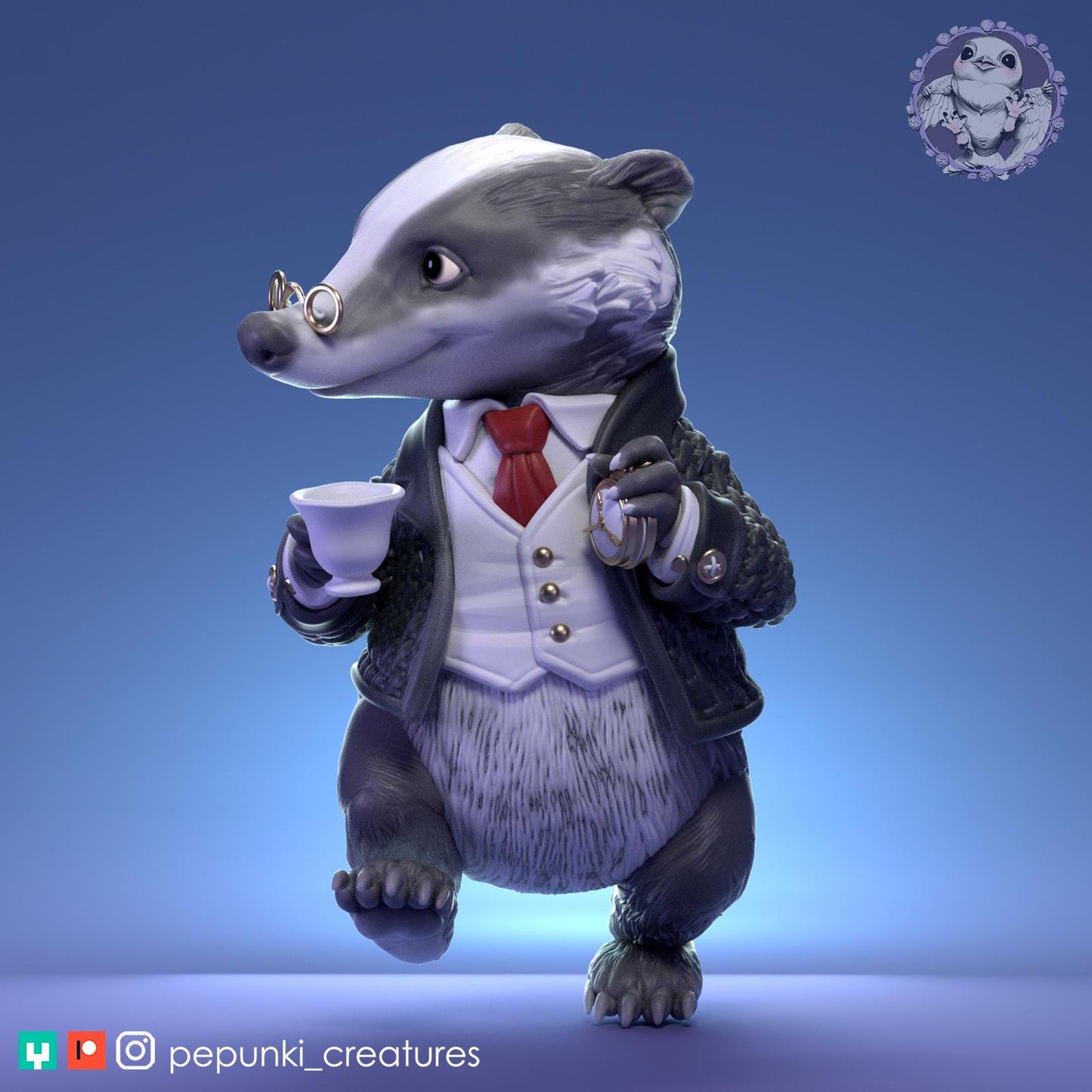 Gentleman Badger | Tabletop Miniature | Pepunki Creatures