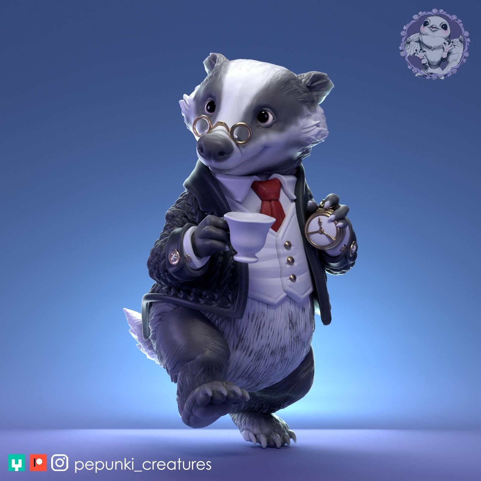Gentleman Badger | Tabletop Miniature | Pepunki Creatures