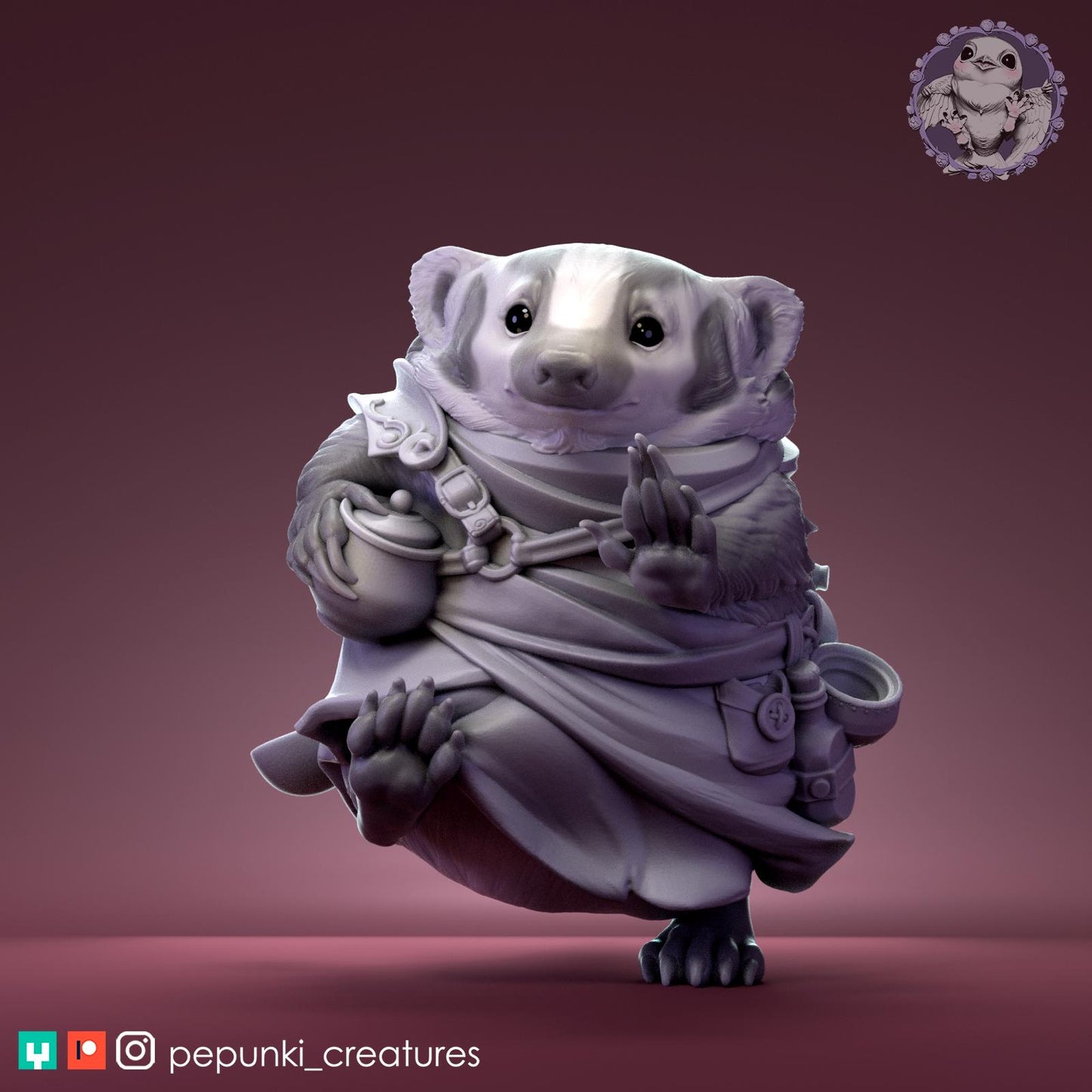 Tavern Badger | Tabletop Miniature | Pepunki Creatures