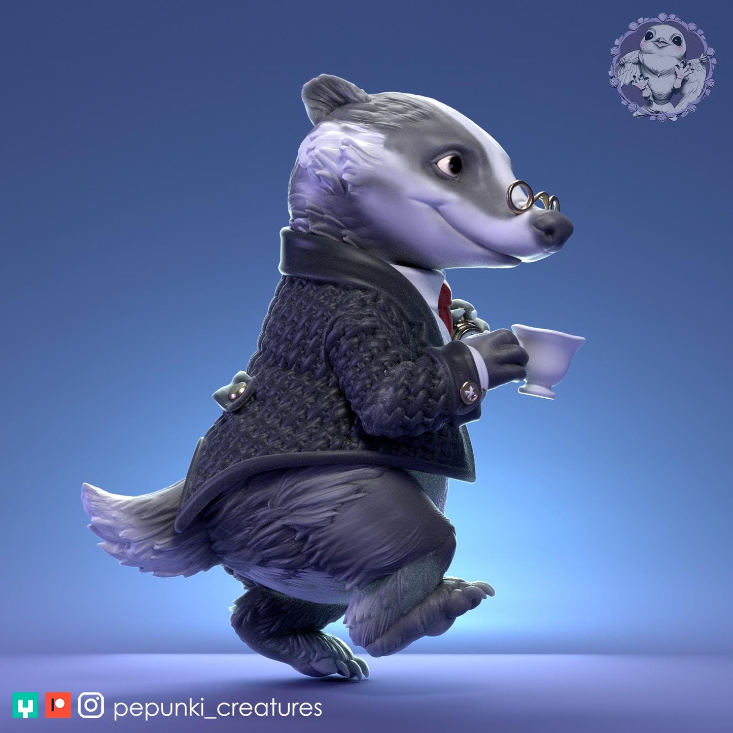Gentleman Badger | Tabletop Miniature | Pepunki Creatures