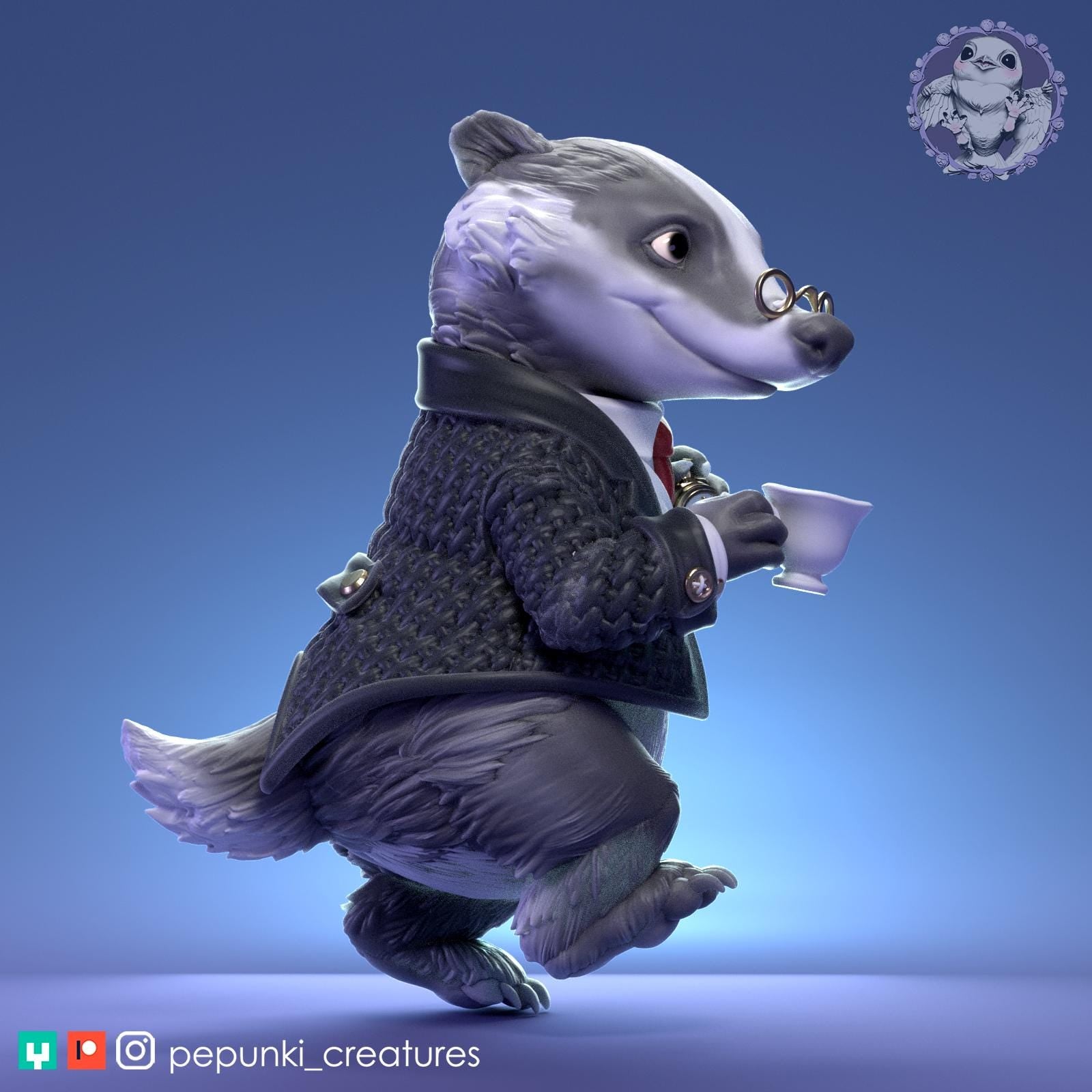 Gentleman Badger | Tabletop Miniature | Pepunki Creatures
