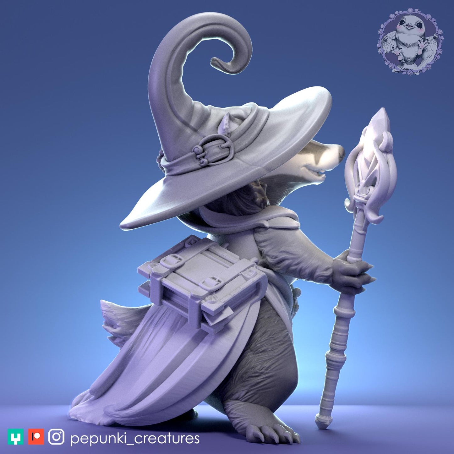 Witch Lady Badger | Tabletop Miniature | Pepunki Creatures