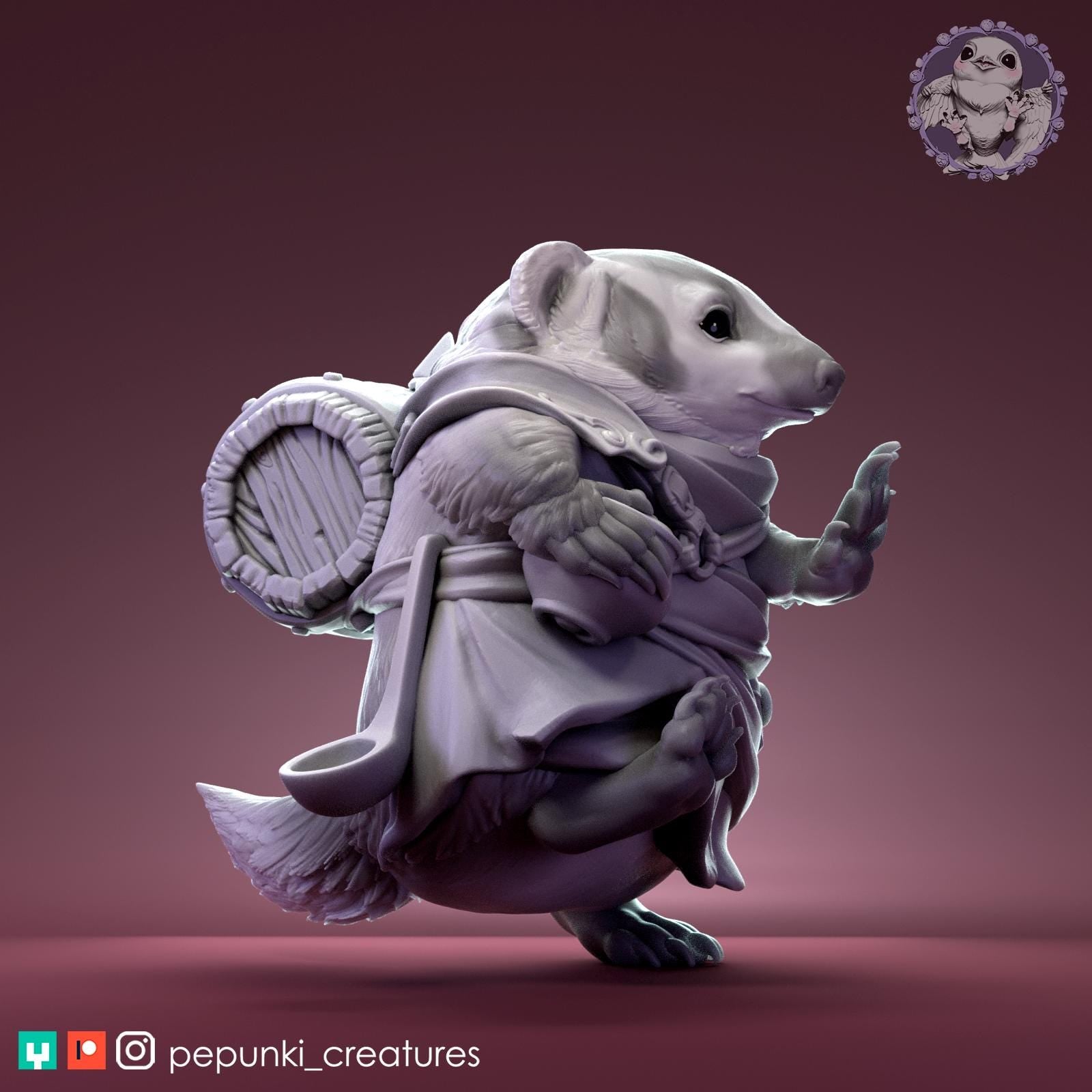 Tavern Badger | Tabletop Miniature | Pepunki Creatures