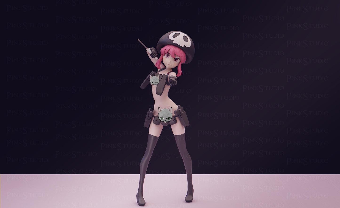Band Girl Model Kit | 3D Resin Printed Figurine | Pink Studio Model