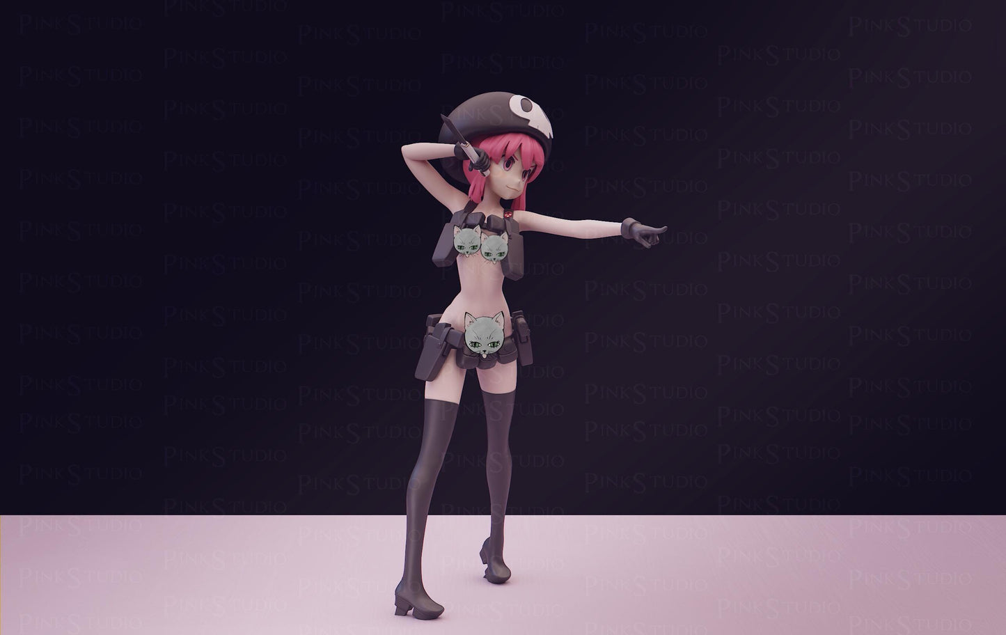 Band Girl Model Kit | 3D Resin Printed Figurine | Pink Studio Model
