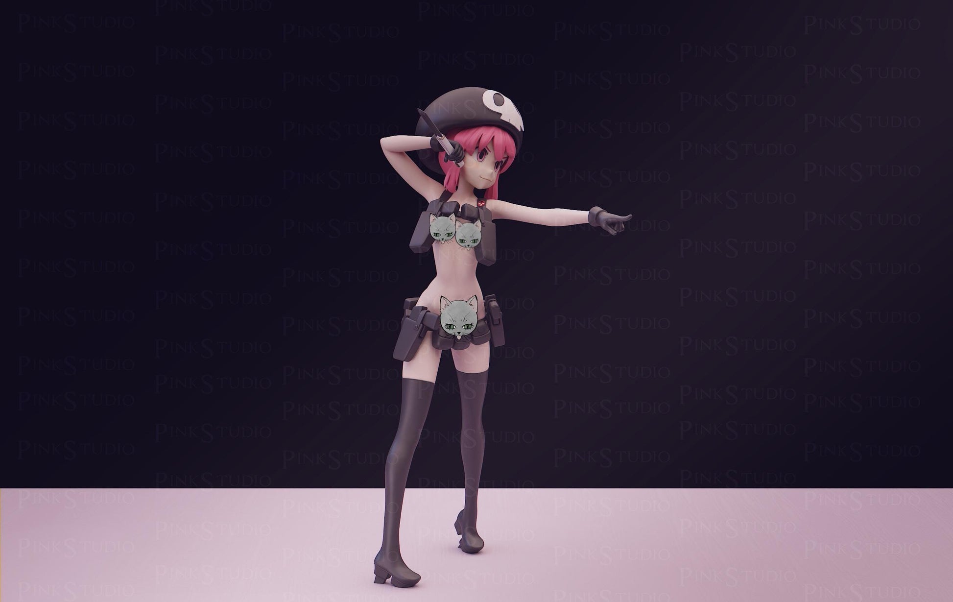 Band Girl Model Kit | 3D Resin Printed Figurine | Pink Studio Model