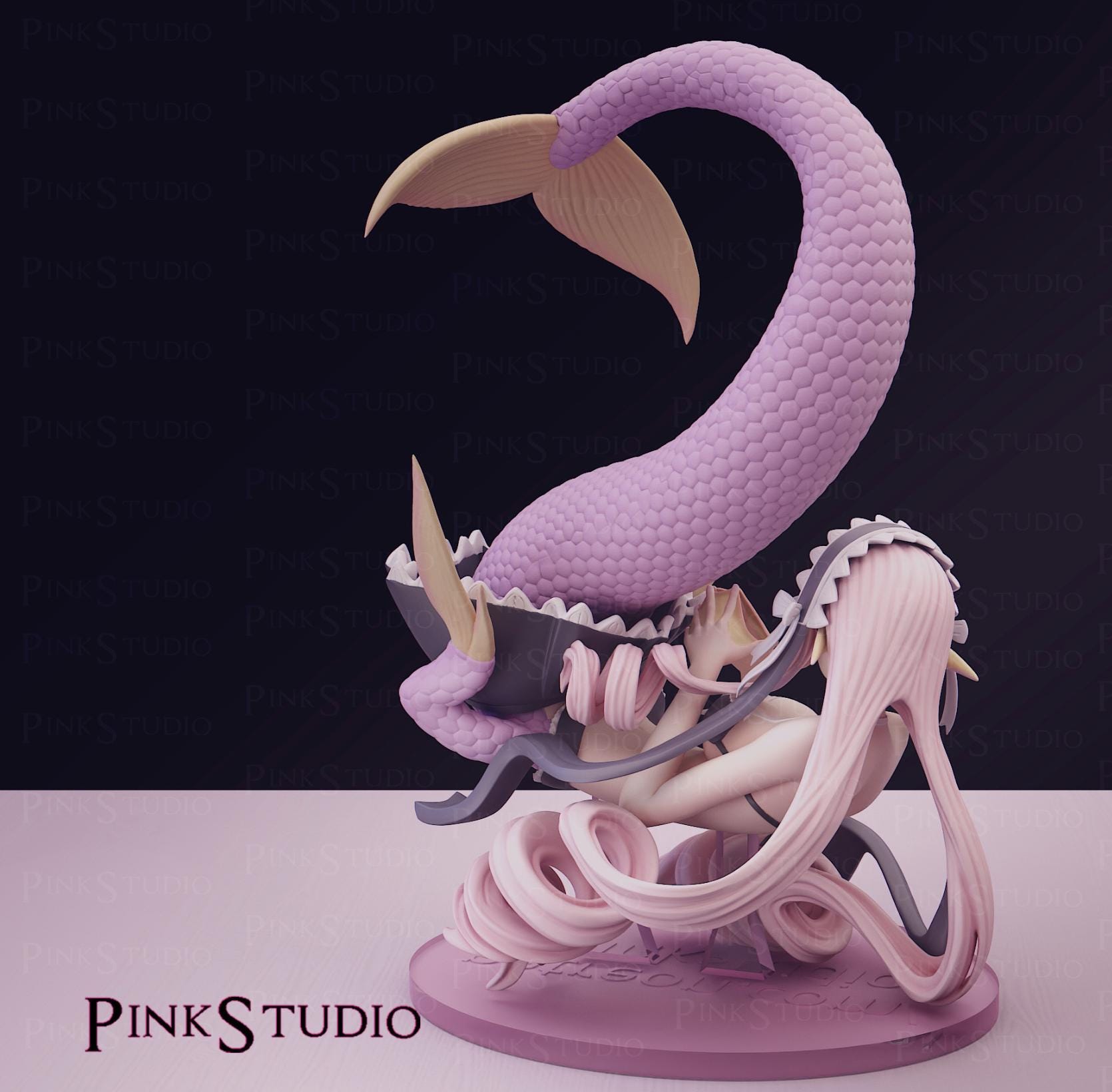 Mermaid Girl Model Kit | 3D Resin Printed Figurine | Pink Studio