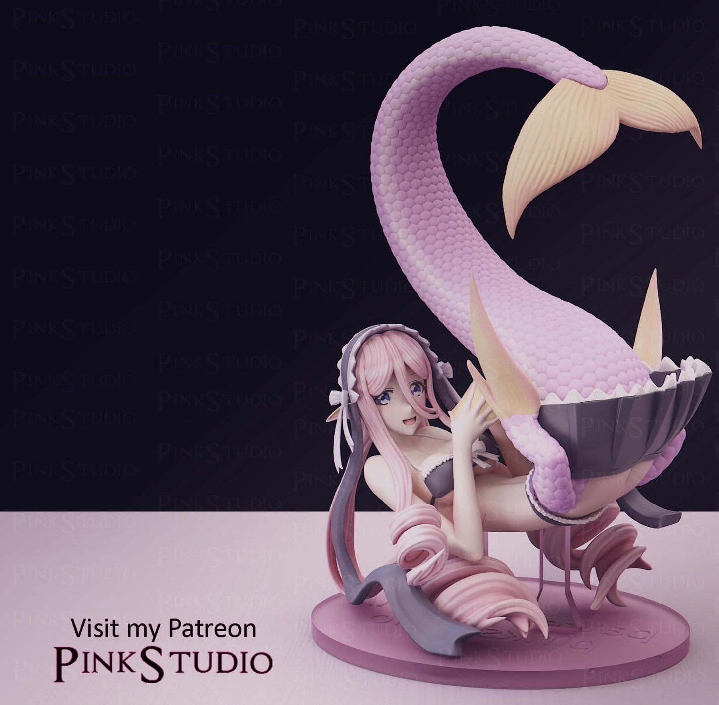 Mermaid Girl Model Kit | 3D Resin Printed Figurine | Pink Studio