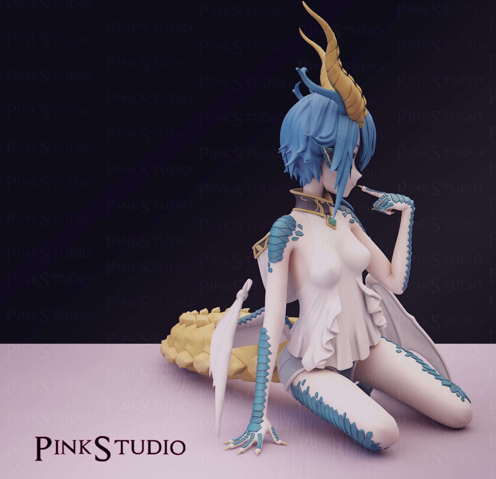 Dragon Girl Model Kit | 3D Resin Printed Figurine | Pink Studio