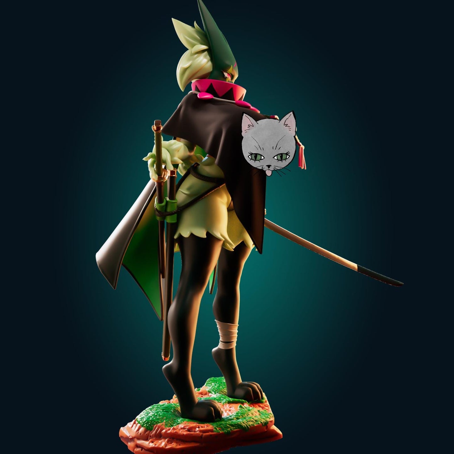 Samurai Cat Model Kit | 3D Resin Printed Figurine | Officer Rhu