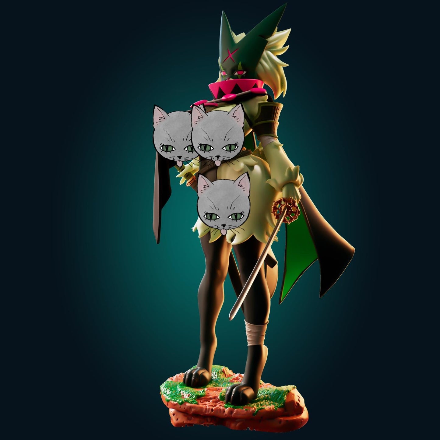 Samurai Cat Model Kit | 3D Resin Printed Figurine | Officer Rhu