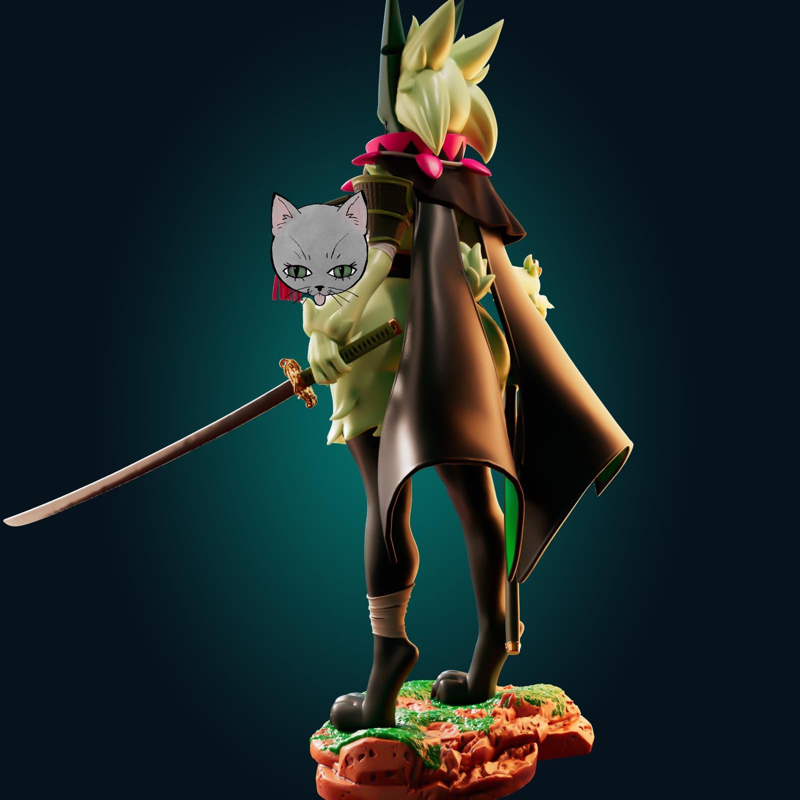 Samurai Cat Model Kit | 3D Resin Printed Figurine | Officer Rhu