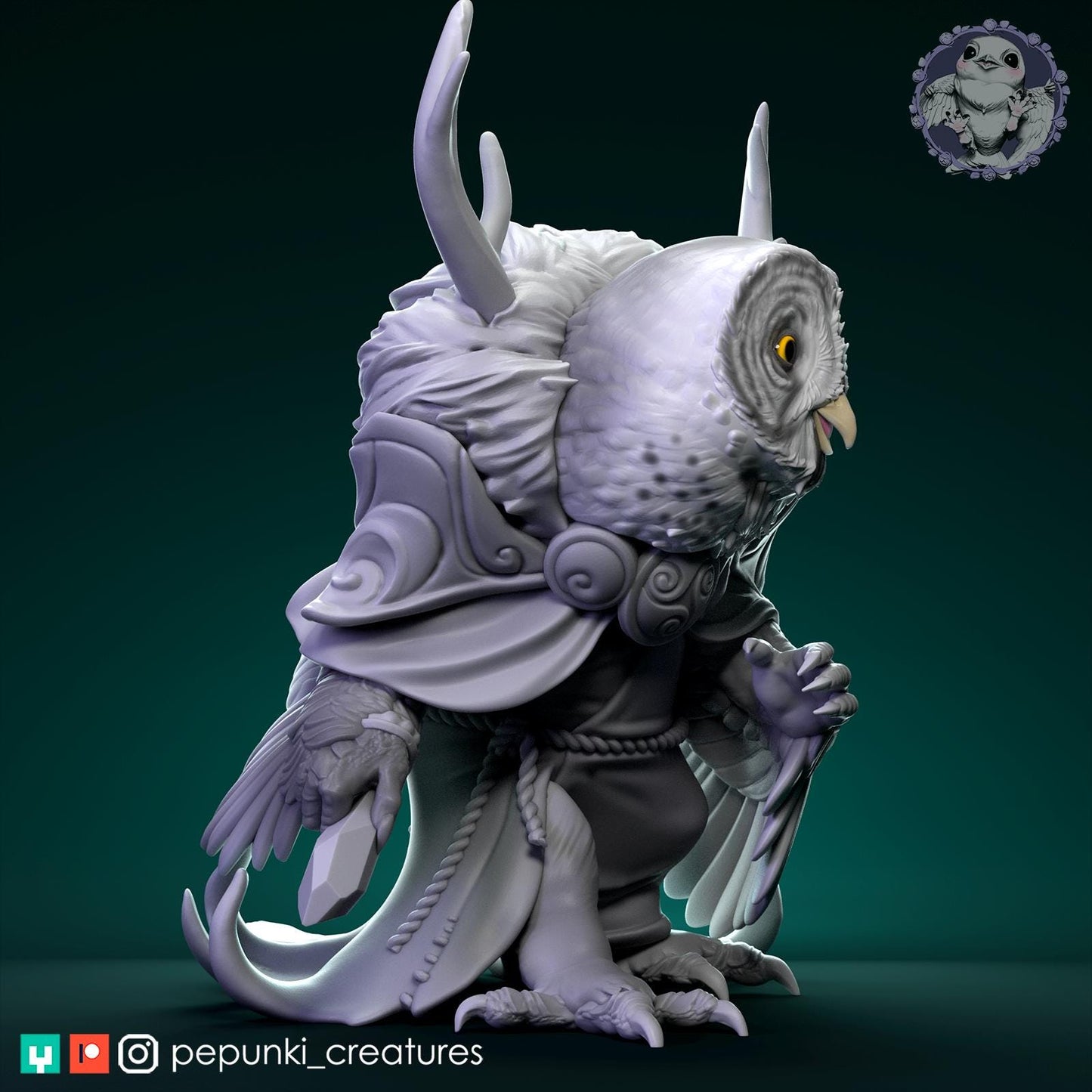 Owl Druid | Tabletop Miniature | Pepunki Creatures
