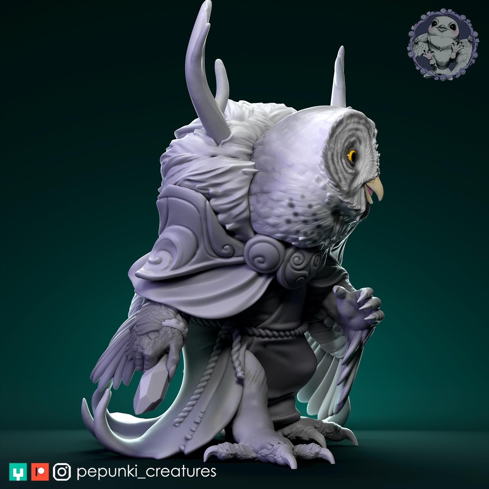 Owl Druid | Tabletop Miniature | Pepunki Creatures