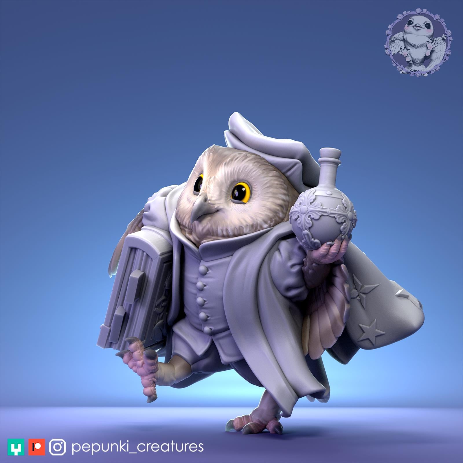 Owl Secretary | Tabletop Miniature | Pepunki Creatures