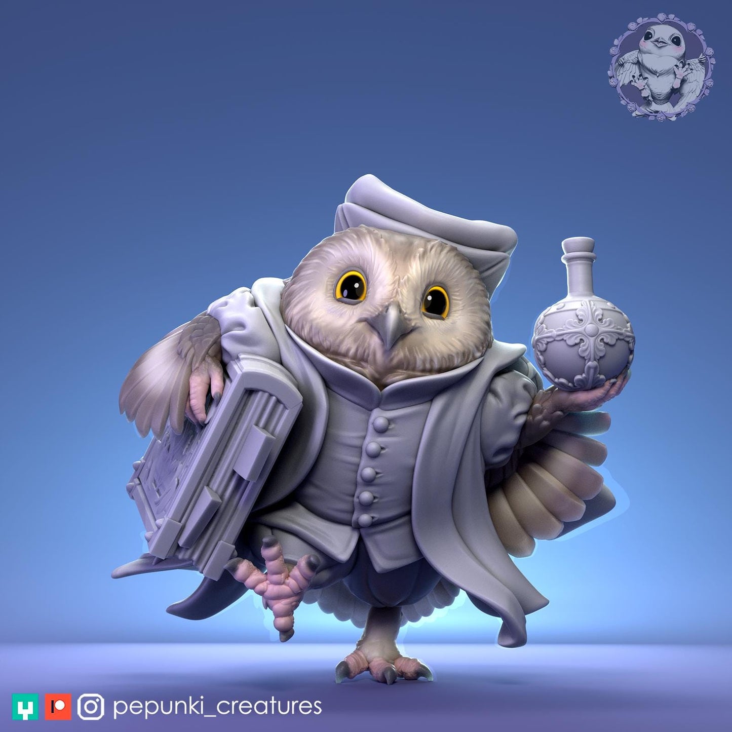 Owl Secretary | Tabletop Miniature | Pepunki Creatures