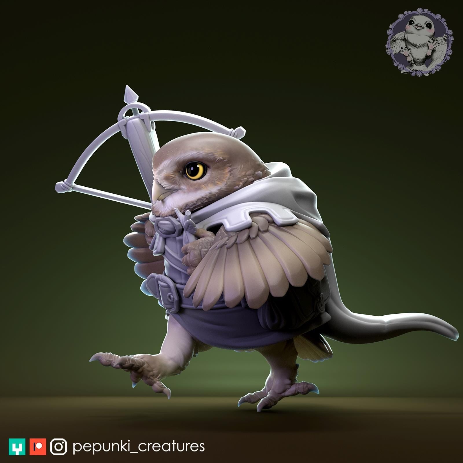 Owl Archer | Tabletop Miniature | Pepunki Creatures