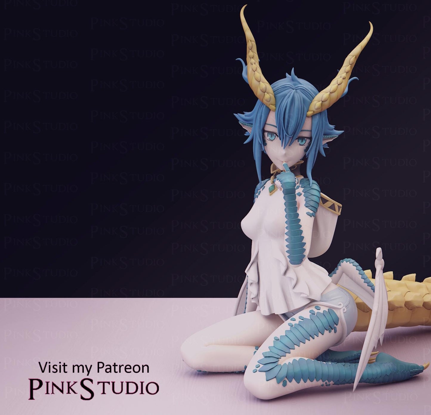 Dragon Girl Model Kit | 3D Resin Printed Figurine | Pink Studio