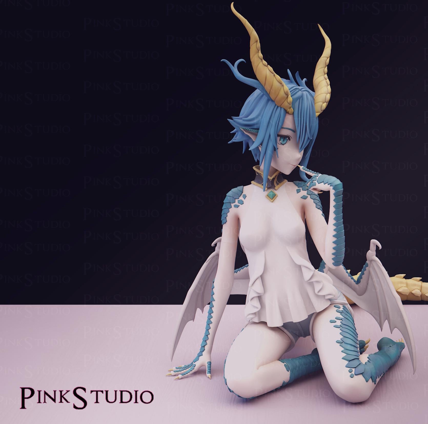 Dragon Girl Model Kit | 3D Resin Printed Figurine | Pink Studio