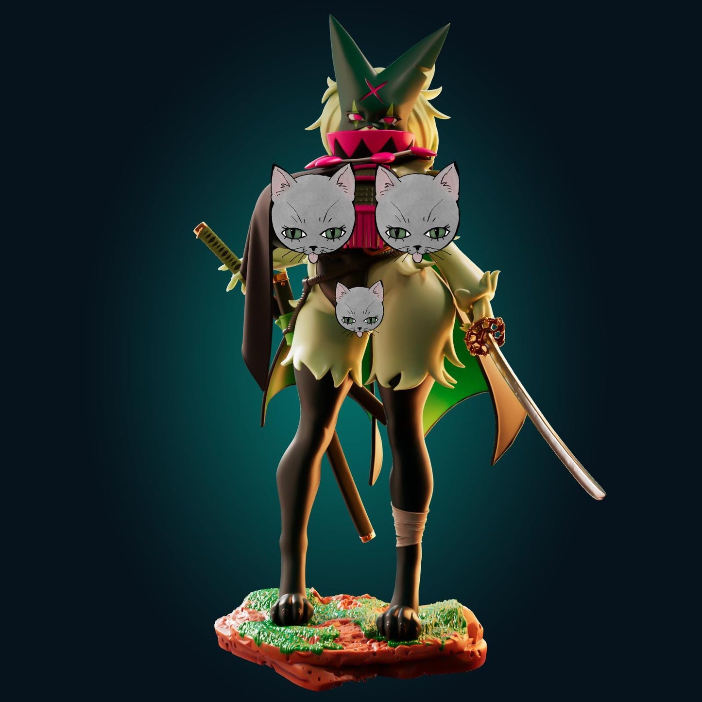Samurai Cat Model Kit | 3D Resin Printed Figurine | Officer Rhu