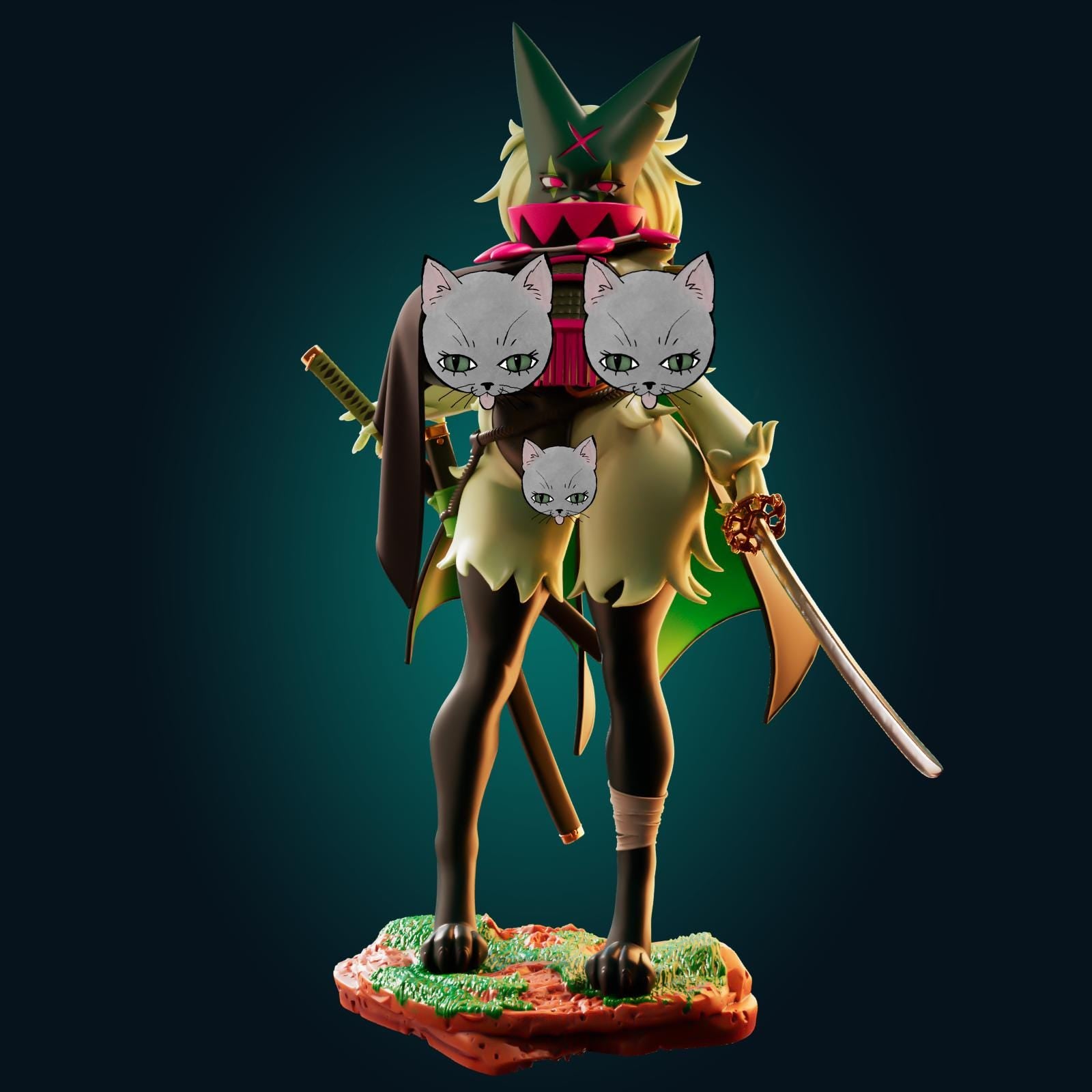 Samurai Cat Model Kit | 3D Resin Printed Figurine | Officer Rhu