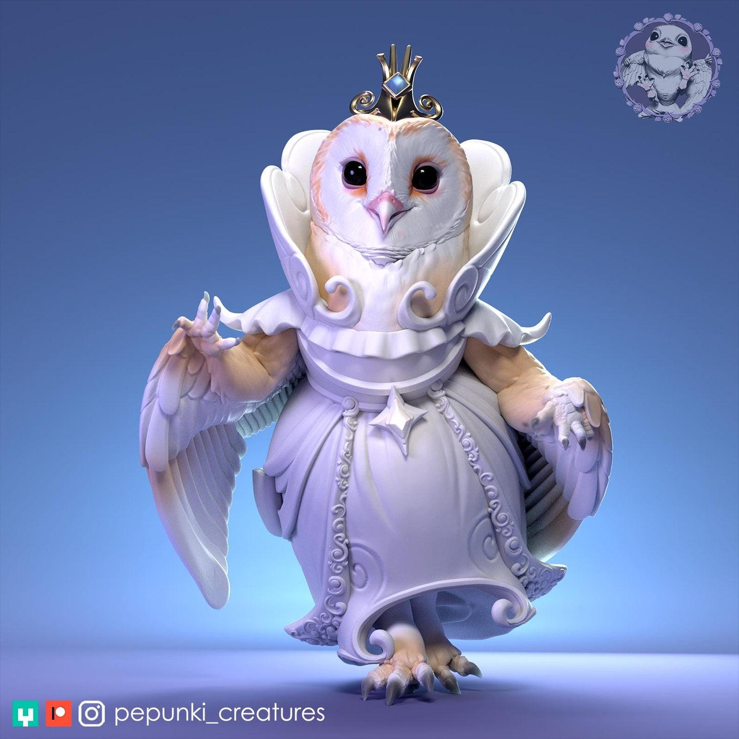 Owl Princess | Tabletop Miniature | Pepunki Creatures