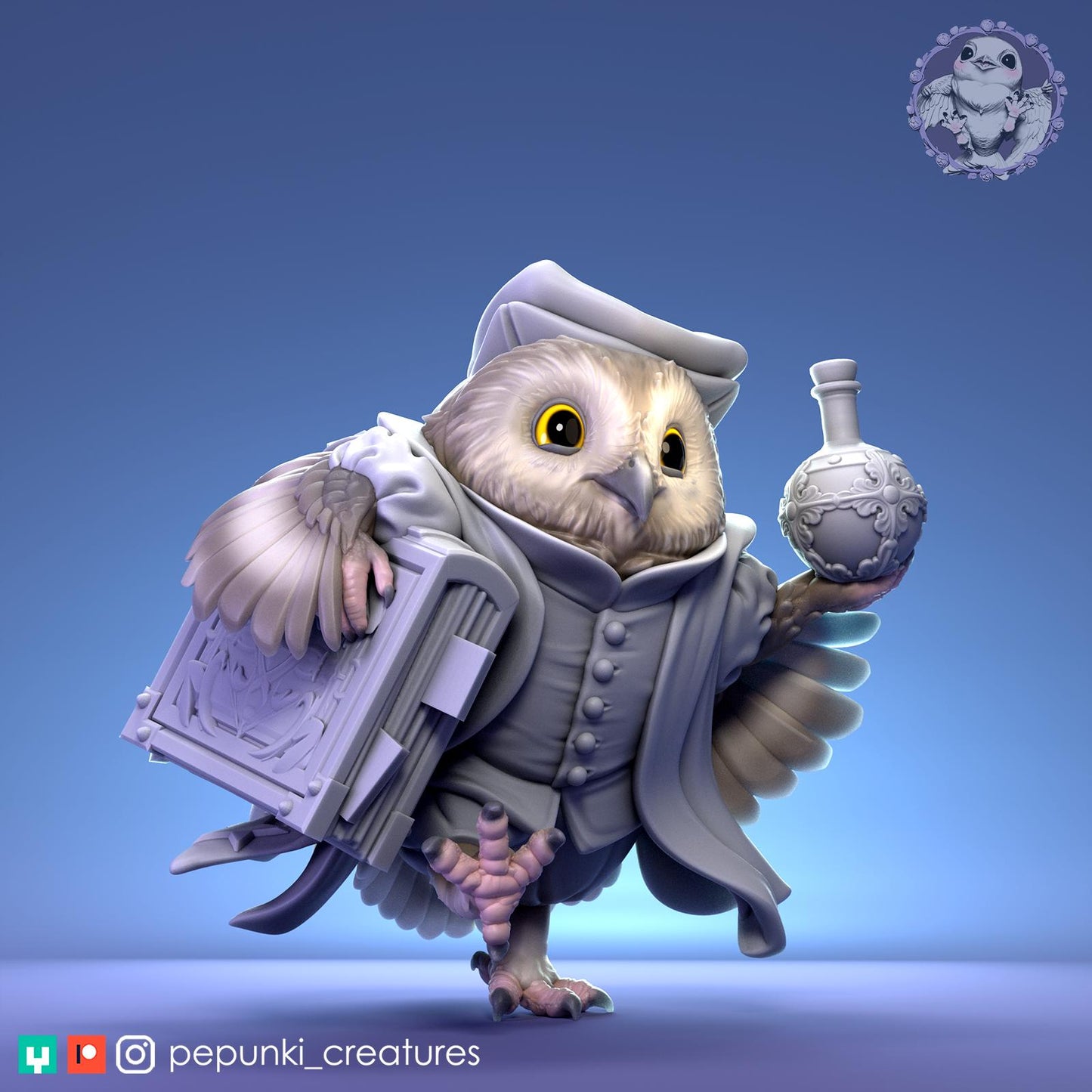 Owl Secretary | Tabletop Miniature | Pepunki Creatures