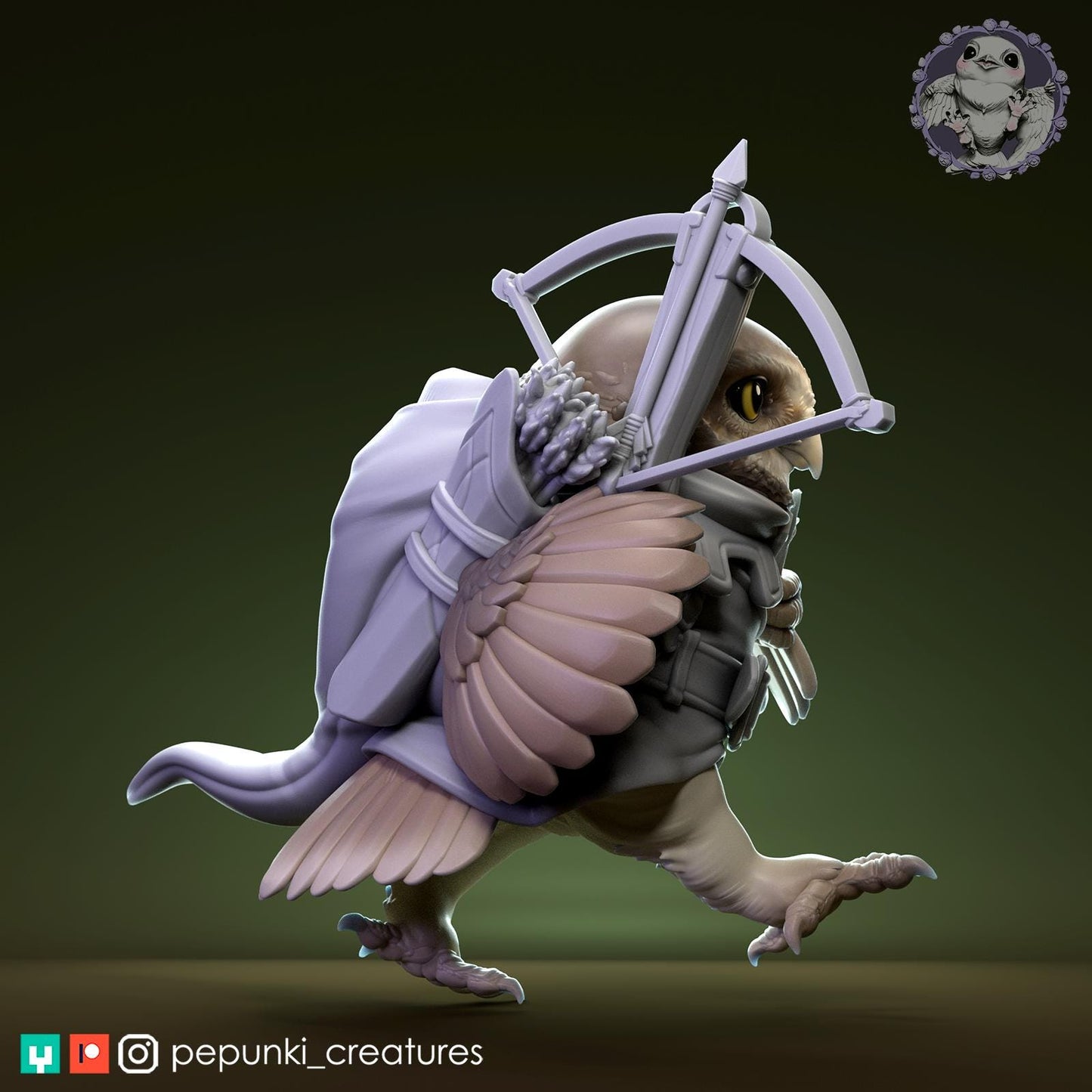 Owl Archer | Tabletop Miniature | Pepunki Creatures