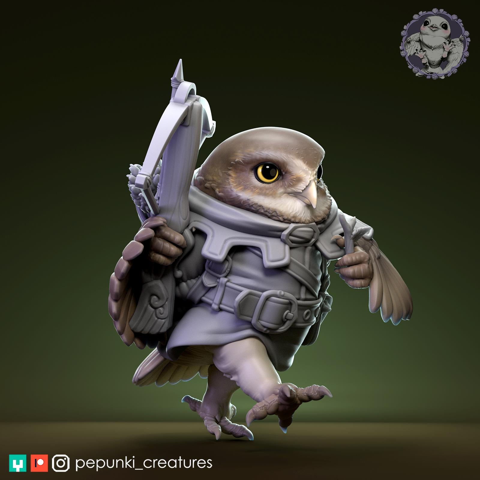 Owl Archer | Tabletop Miniature | Pepunki Creatures
