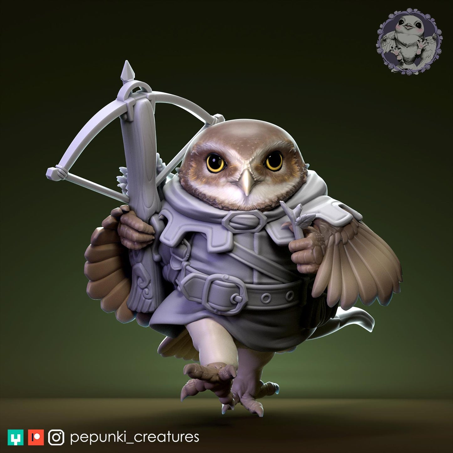 Owl Archer | Tabletop Miniature | Pepunki Creatures