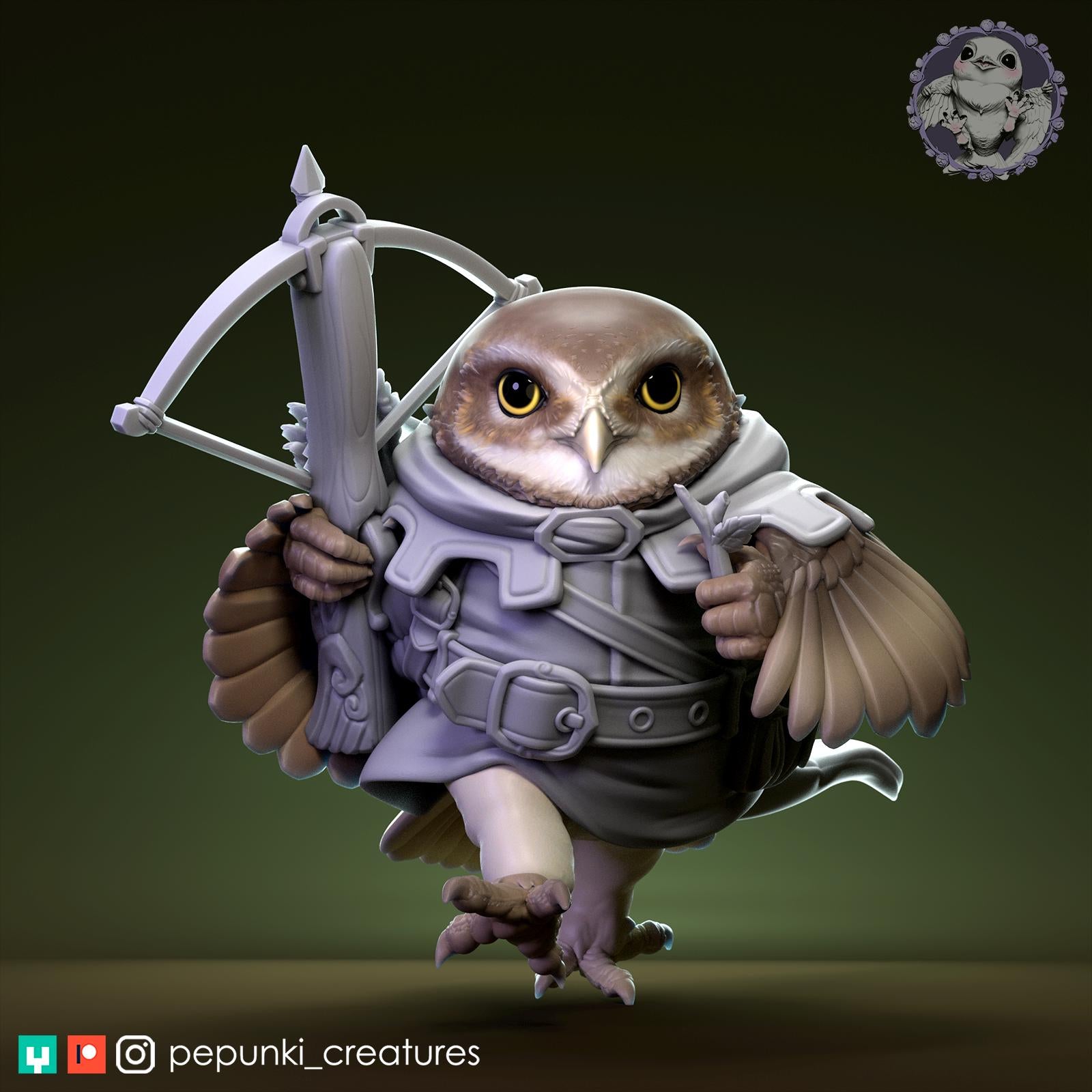 Owl Archer | Tabletop Miniature | Pepunki Creatures